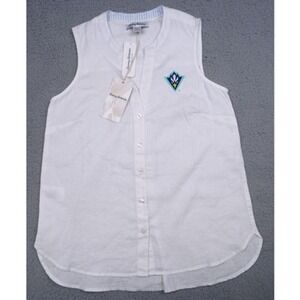 UNC Wilmington Seahawks Top Womens XS White Button Up Linen Tommy‎ Bahama NWT